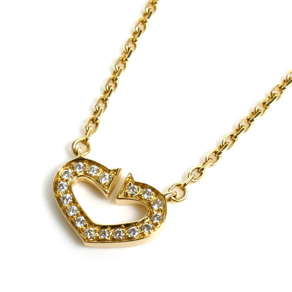 CARTIER Cartier 18K Yellow Gold C Heart Necklace with Diamonds, 5.3g, 39cm, W...